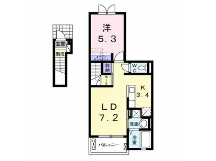 パークサイドK.S.S A棟(1LDK/2階)の間取り写真