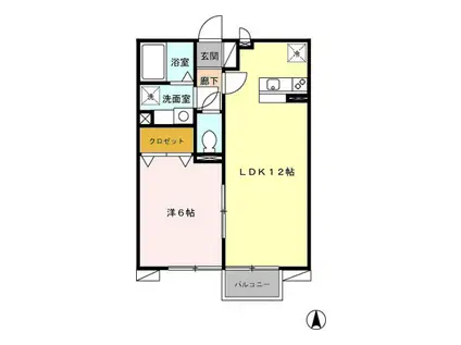 セントスクエアー(1LDK/2階)の間取り写真