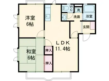 コーポラス辻元A(2LDK/1階)の間取り写真