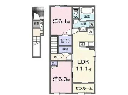 コスタ・ルーチェ(2LDK/2階)の間取り写真