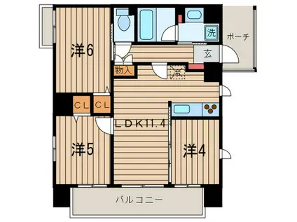 プロスペクト川崎(3LDK/9階)の間取り写真