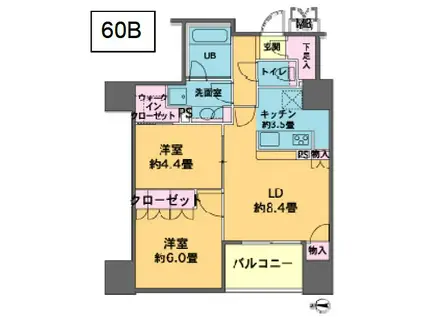 カスタリアタワー品川シーサイド(2LDK/9階)の間取り写真