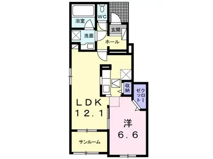 エトワール藤方 I(1LDK/1階)の間取り写真