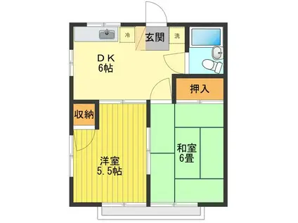 コーポ美園(2DK/2階)の間取り写真