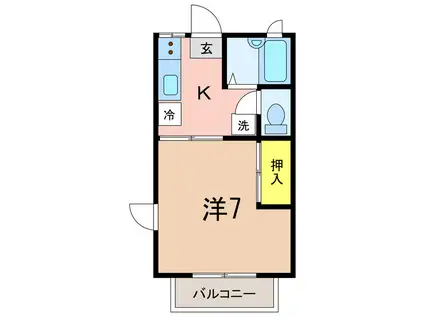 スカイパレス(1K/2階)の間取り写真