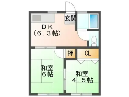 第一光風荘(2DK/1階)の間取り写真