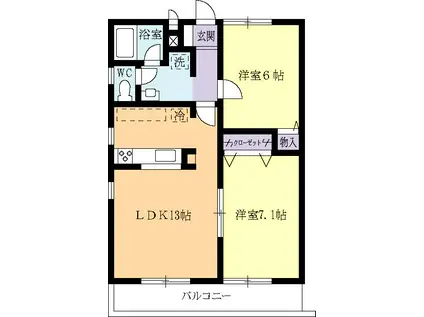 フラッツたけ(2LDK/3階)の間取り写真