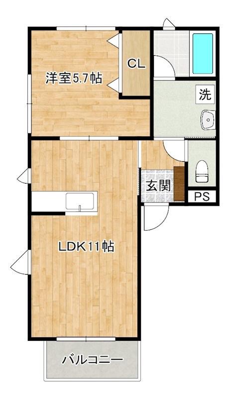 アールエムハイツ篠崎I(1LDK/1階)の間取り写真