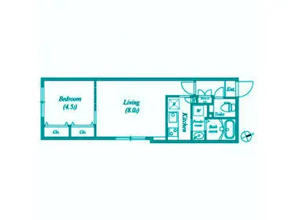 モデュロール祐天寺(1LDK/1階)の間取り写真