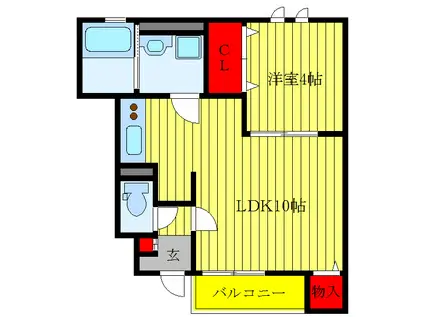 アムールK&M II(1LDK/1階)の間取り写真