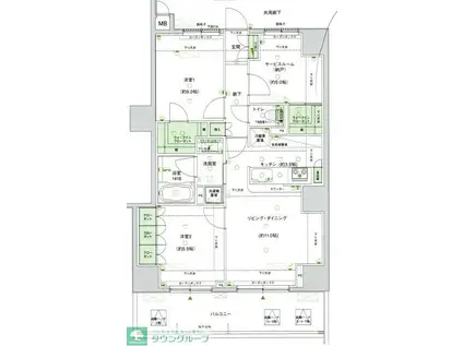 プレシス小手指(2SLDK/6階)の間取り写真