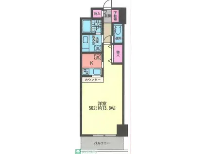 カスタネア(1K/5階)の間取り写真