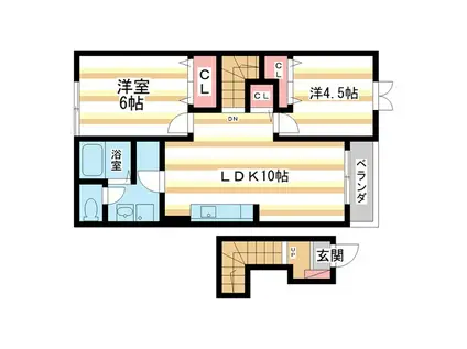 アビタシオンI(2LDK/2階)の間取り写真
