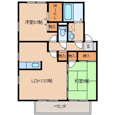 リビングタウン小森野壱番館(2LDK/2階)の間取り写真