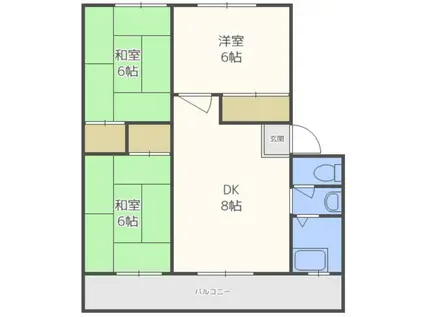 大産名島ビルA棟(3DK/3階)の間取り写真