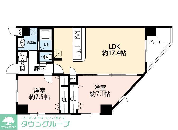 ホビアル・フェンテ(2LDK/4階)の間取り写真