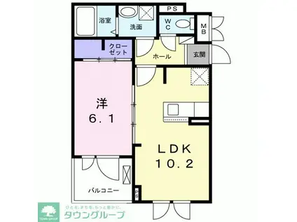 モナコII(1LDK/3階)の間取り写真
