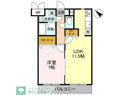 リラッサーレ I(1LDK/4階)の間取り写真