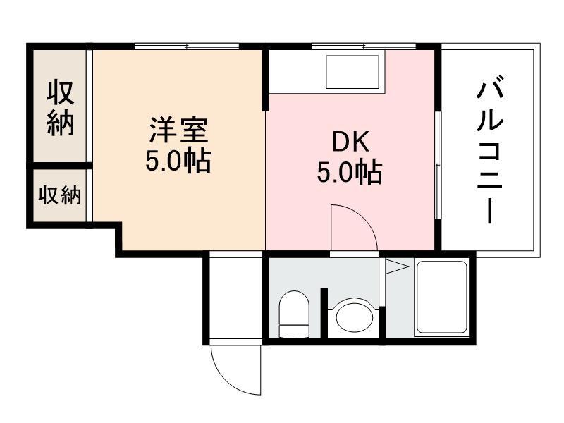 共栄桜町ハイツ(1DK/4階)の間取り写真
