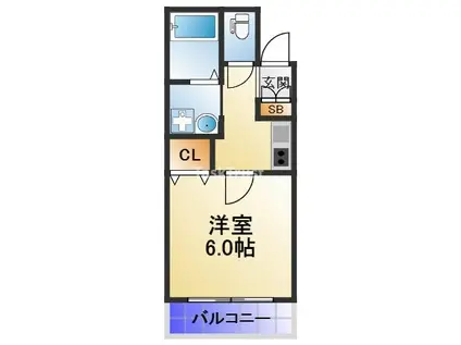 ハイグレード中宮I(1K/3階)の間取り写真