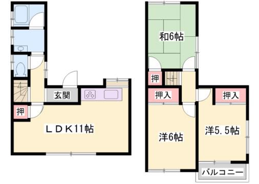 桜ケ丘団地(3LDK/1階)の間取り写真