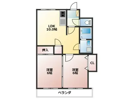 エスポワール(2LDK/3階)の間取り写真