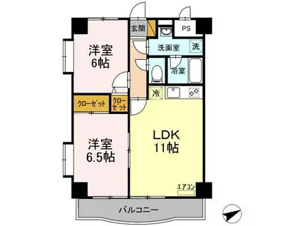 グレイスフルツツイ(2LDK/3階)の間取り写真