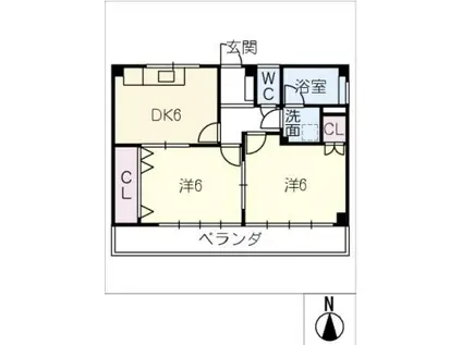 加納ビル(2DK/3階)の間取り写真