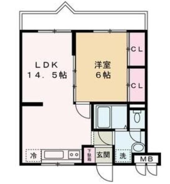 ロイヤルメゾン白浜(1LDK/2階)の間取り写真