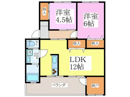 TAIZAN(2LDK/4階)の間取り写真