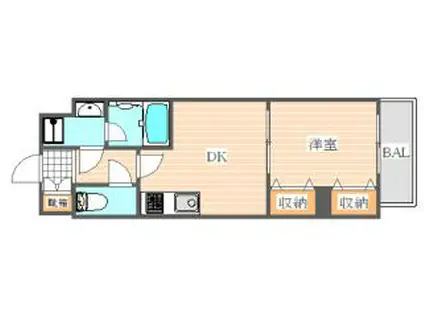 アソシアグロッツォ博多サザンテラス(1DK/12階)の間取り写真