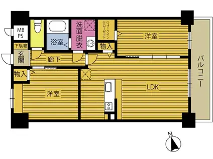 プロスペリタ宗方(2LDK/8階)の間取り写真