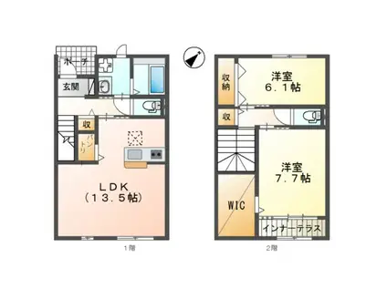 ビトンIII(2LDK/1階)の間取り写真