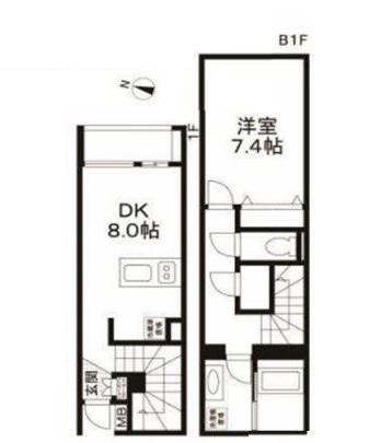 LEGALAND参宮橋(1LDK/B1階)の間取り写真