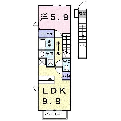 サニ-サイドハウス森A(1LDK/2階)の間取り写真