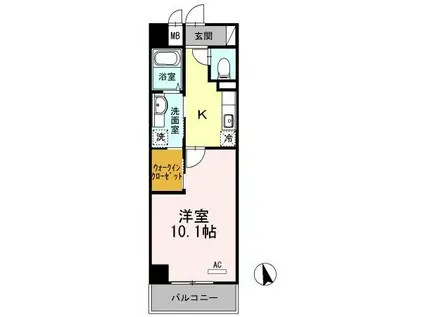 FARWISTERIA(1K/5階)の間取り写真