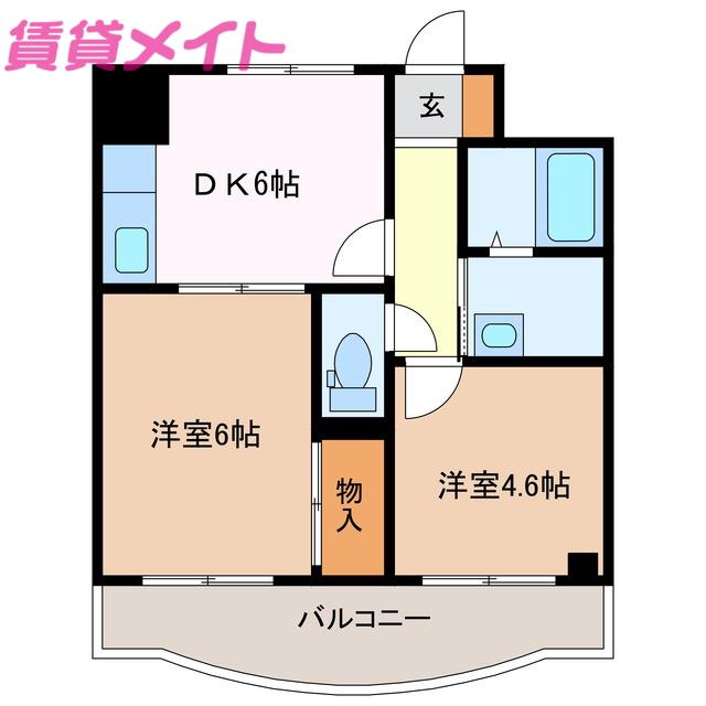 メゾンラポール(2DK/2階)の間取り写真