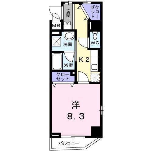 ラフィネ医大東(1K/3階)の間取り写真