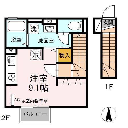 エディフィス(ワンルーム/2階)の間取り写真