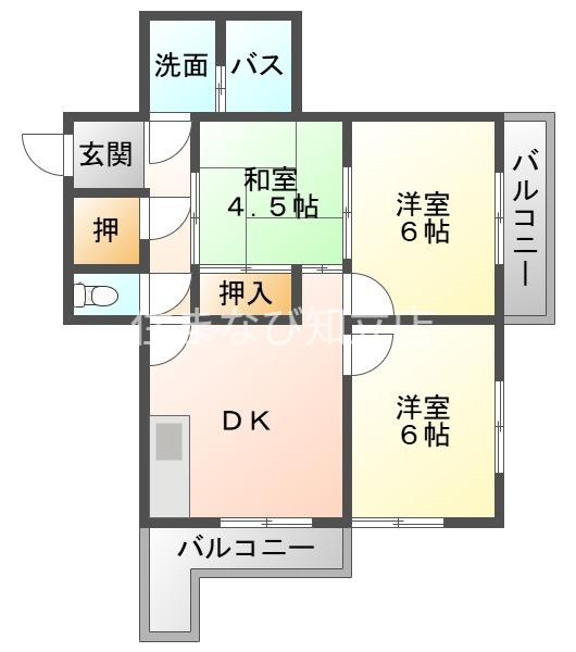 サンセットビレッジ(3DK/5階)の間取り写真