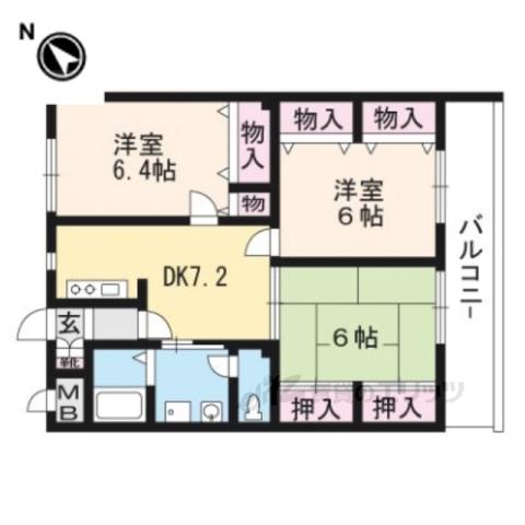 パレス花園(3DK/2階)の間取り写真