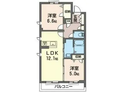 グランヴェール登戸(2LDK/2階)の間取り写真