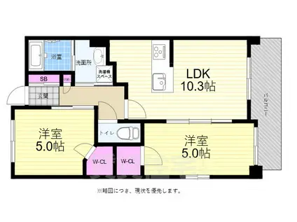 ソフィアコート江波南旧HRJ MANSION(2LDK/7階)の間取り写真