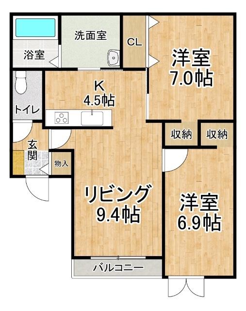 シエログランデIII(2LDK/1階)の間取り写真