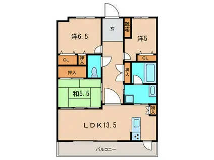 グランアッシュ伊丹北本町(3LDK/2階)の間取り写真