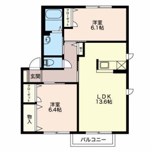 エスポワールI(2LDK/2階)の間取り写真