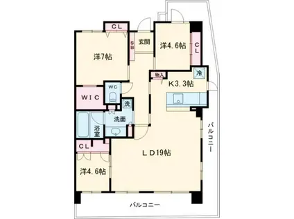 デュオヒルズ浜寺公園(3LDK/6階)の間取り写真