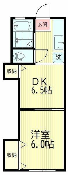 白百合荘(1DK/2階)の間取り写真