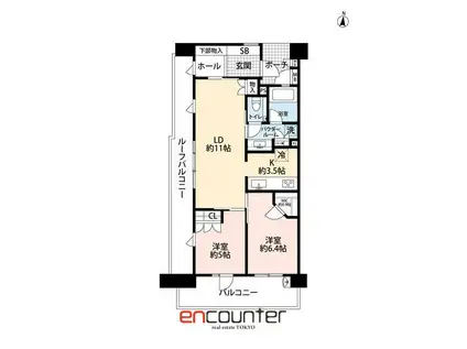 エコヴィレッジ光が丘公園(2LDK/7階)の間取り写真