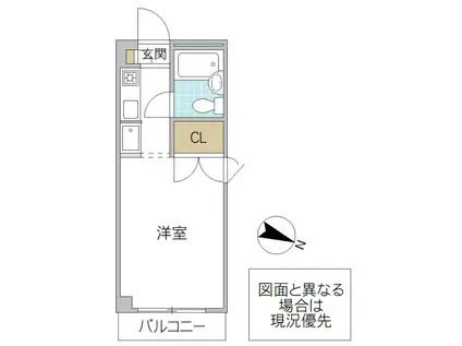ガーデンヒルズ那珂(ワンルーム/1階)の間取り写真